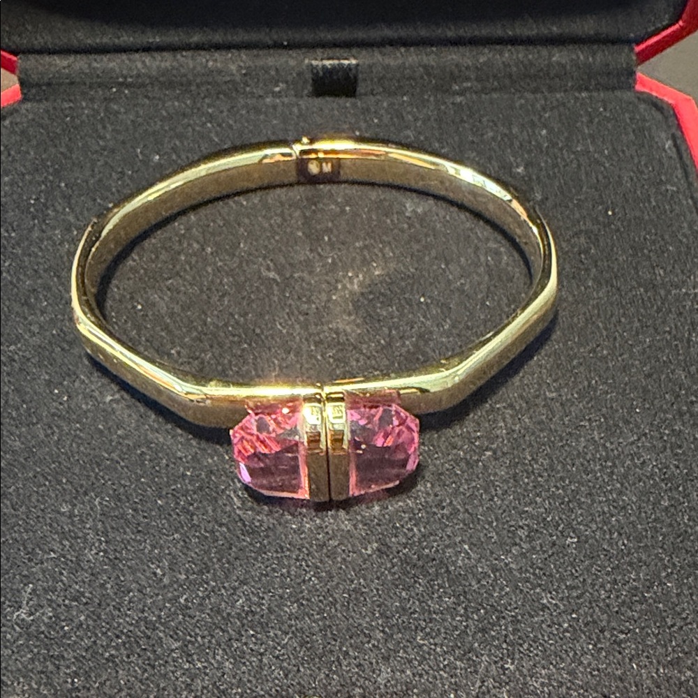 Swarovski Elegant Gold Bracelet with Pink Crystal (Size M)